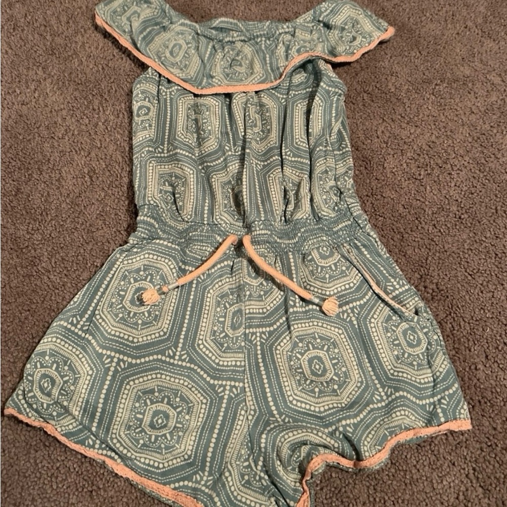 Stylish Green Patterned Kids Romper